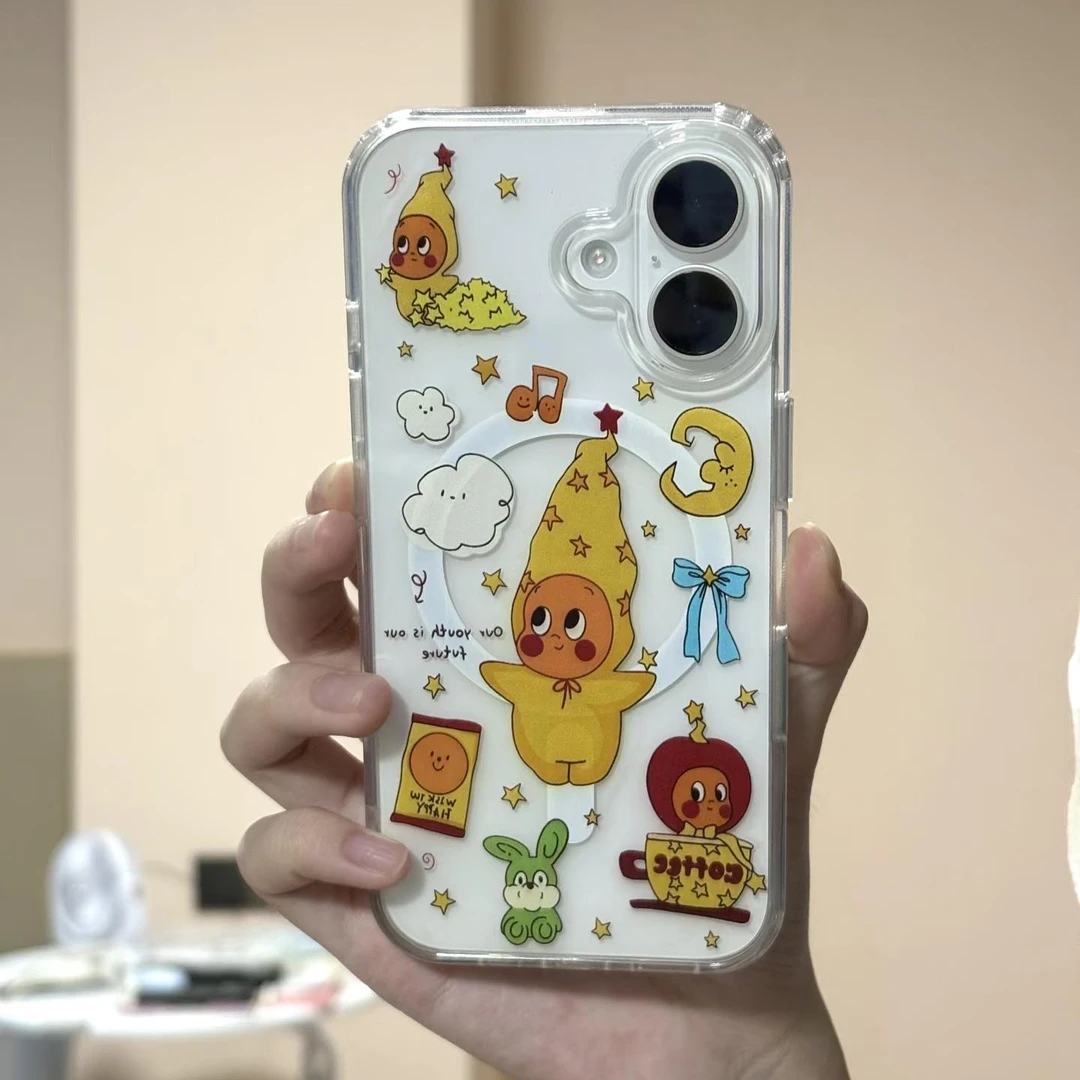 雅天立卡通星星人适用iPhone16/15磁吸手机壳17promax创意14/12女