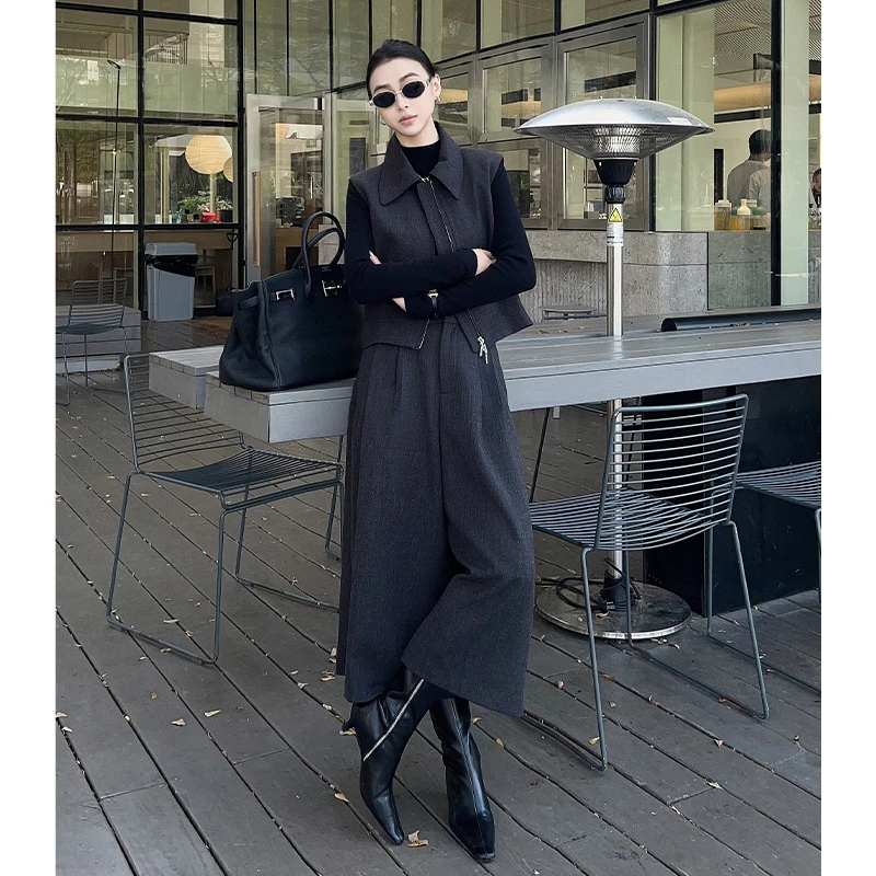 A美洋MEIYANG达尔文套装【商场同款】花纱蜂窝马甲/八分阔腿裤两件R