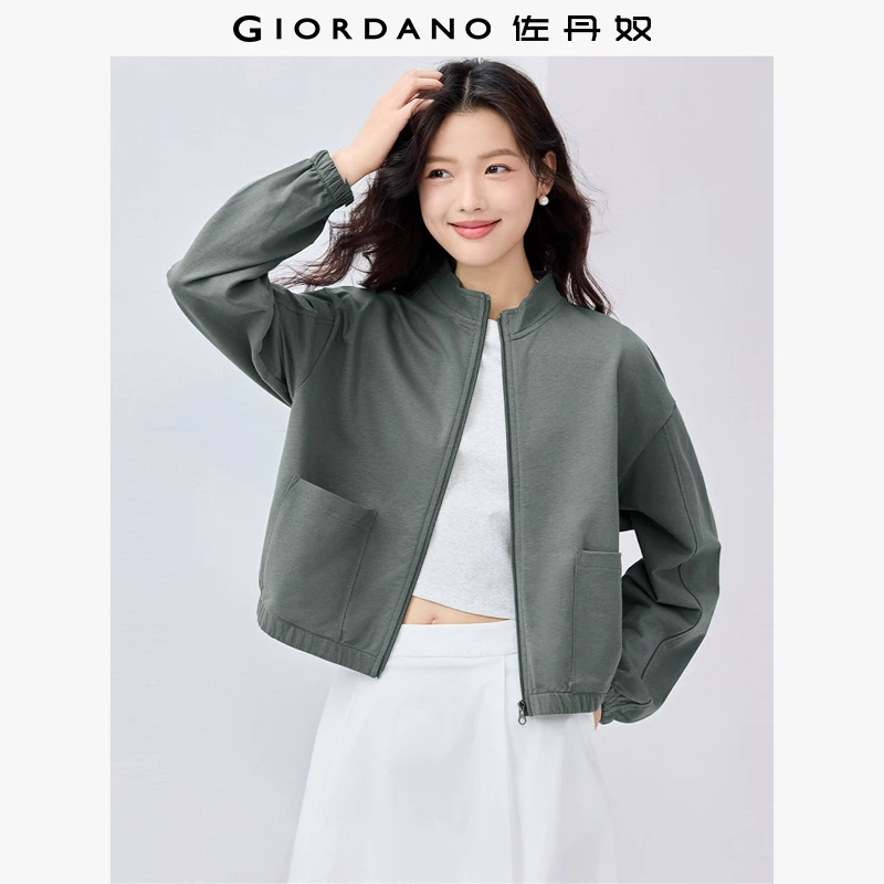佐丹奴卫衣女装纯棉立领欧若风穿搭春季新款短款外套 05375457