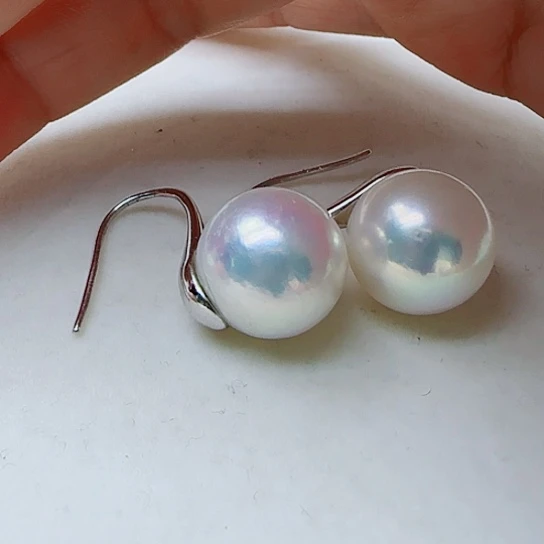 淡水珍珠耳饰银S925镶嵌