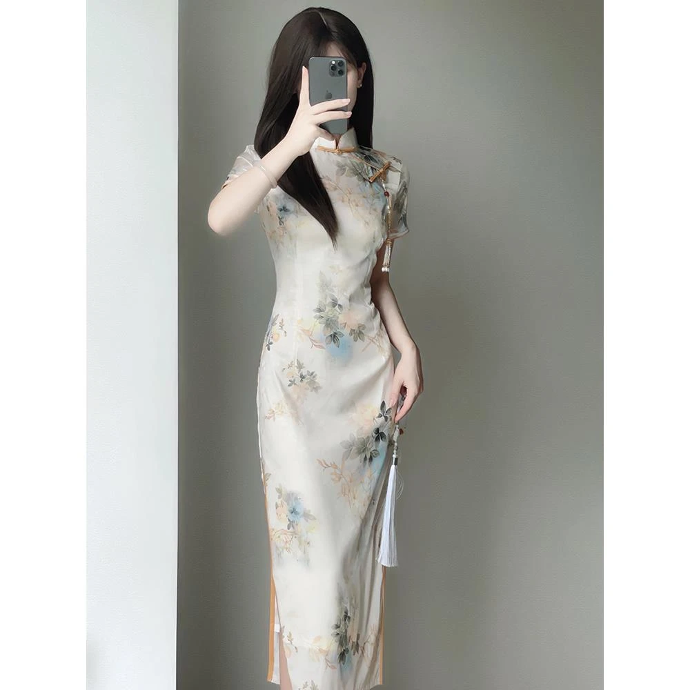 新中式国风提花旗袍2025夏季新款年轻款少女高级感优雅气质连衣裙