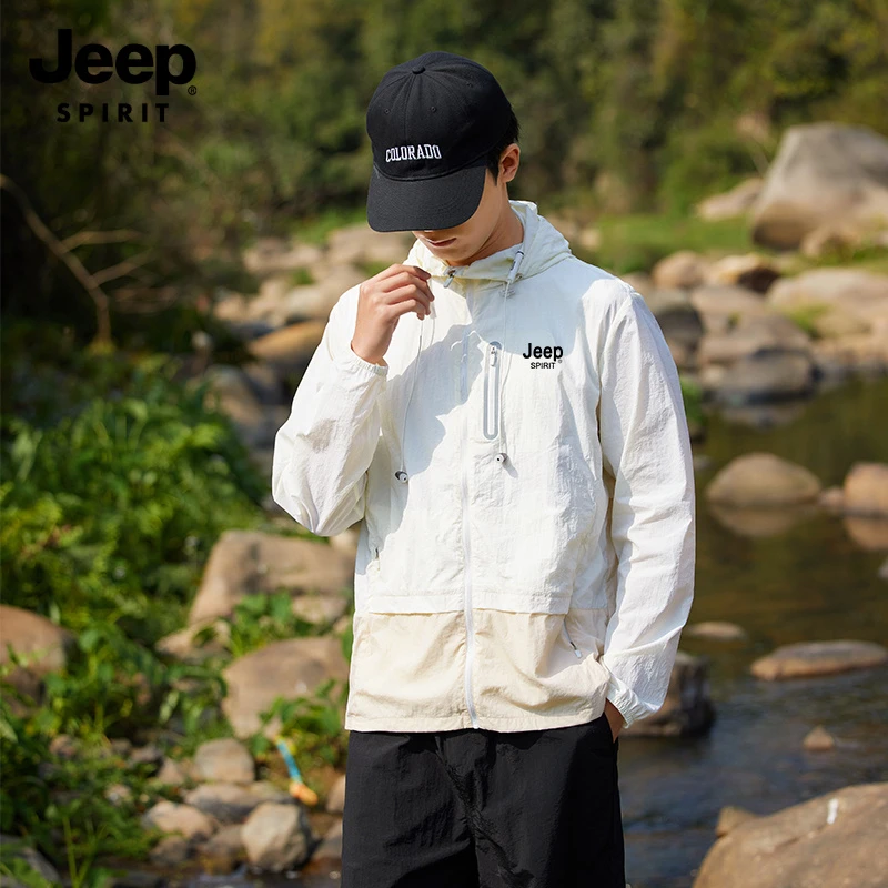 JEEP SPIRIT吉普防晒衣防紫外线户外冰丝透气情侣连帽钓鱼皮肤衣