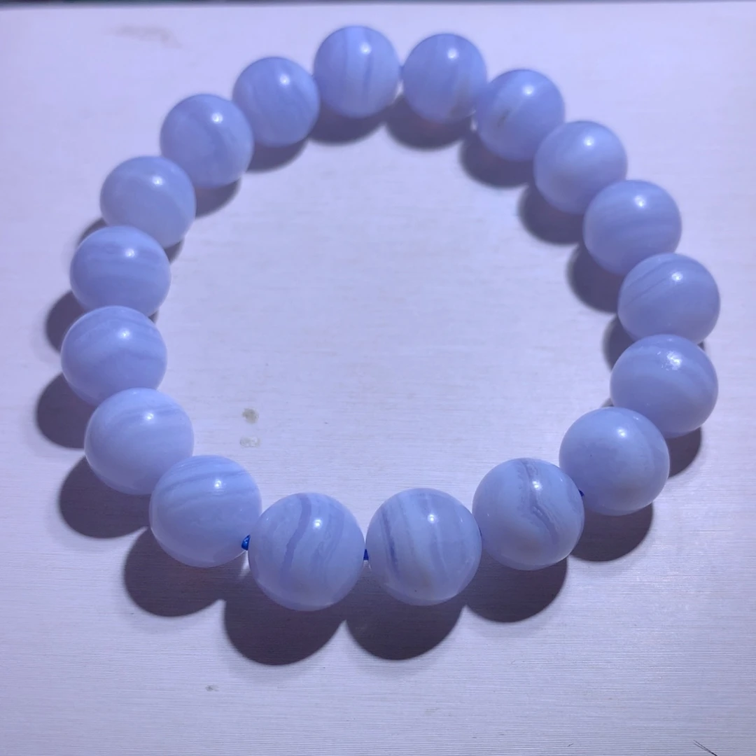 水晶手串银S925镶嵌蓝纹11.6m