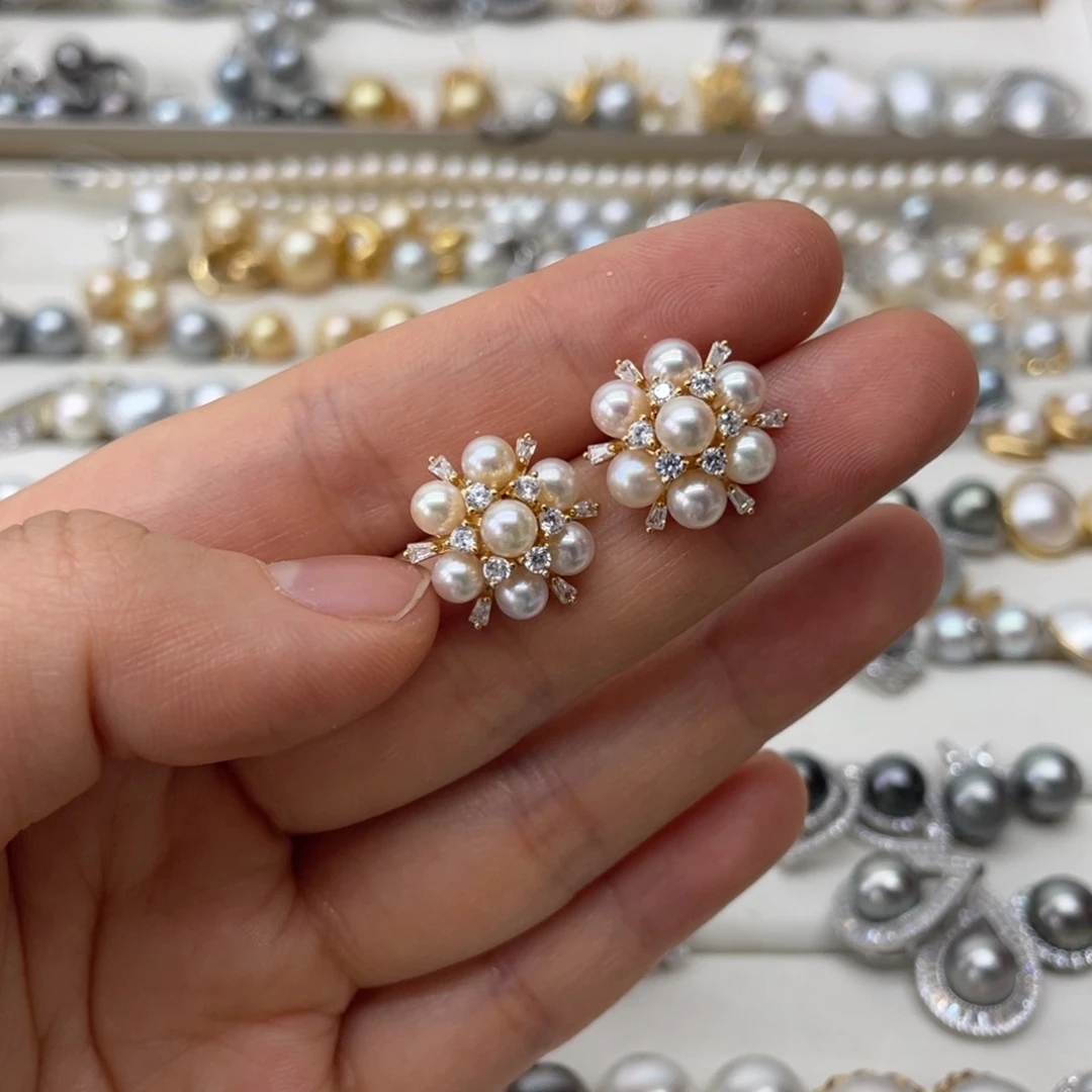 银S925镶嵌海水珍珠耳饰