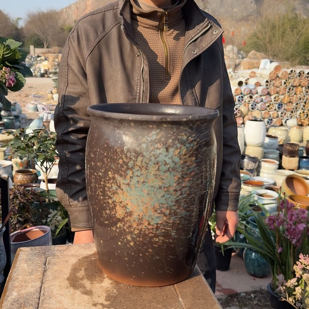 紫砂花盆口20高25.5（一个老庄武泼墨新款