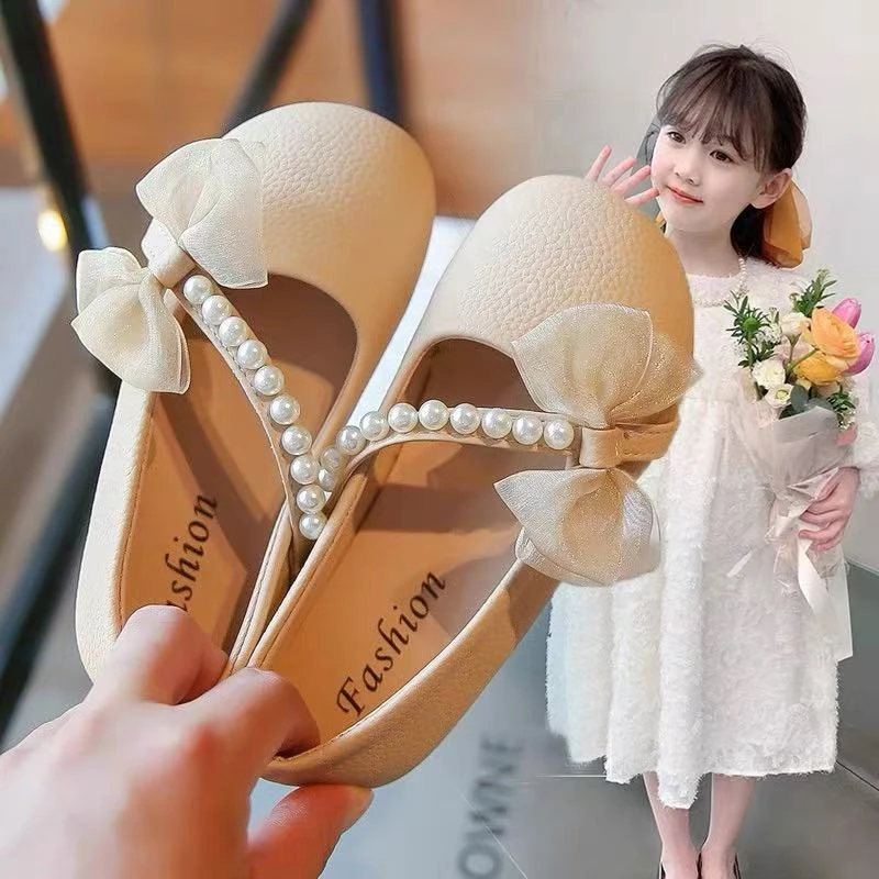 公主鞋女童配礼服春秋2025新款软底宝宝豆豆鞋子洋气韩版儿童单鞋