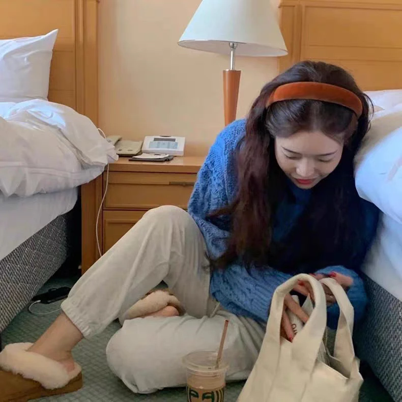 韩系丝绒巨显白南瓜色发箍头箍