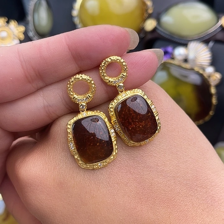 琥珀银S925镶嵌裸石