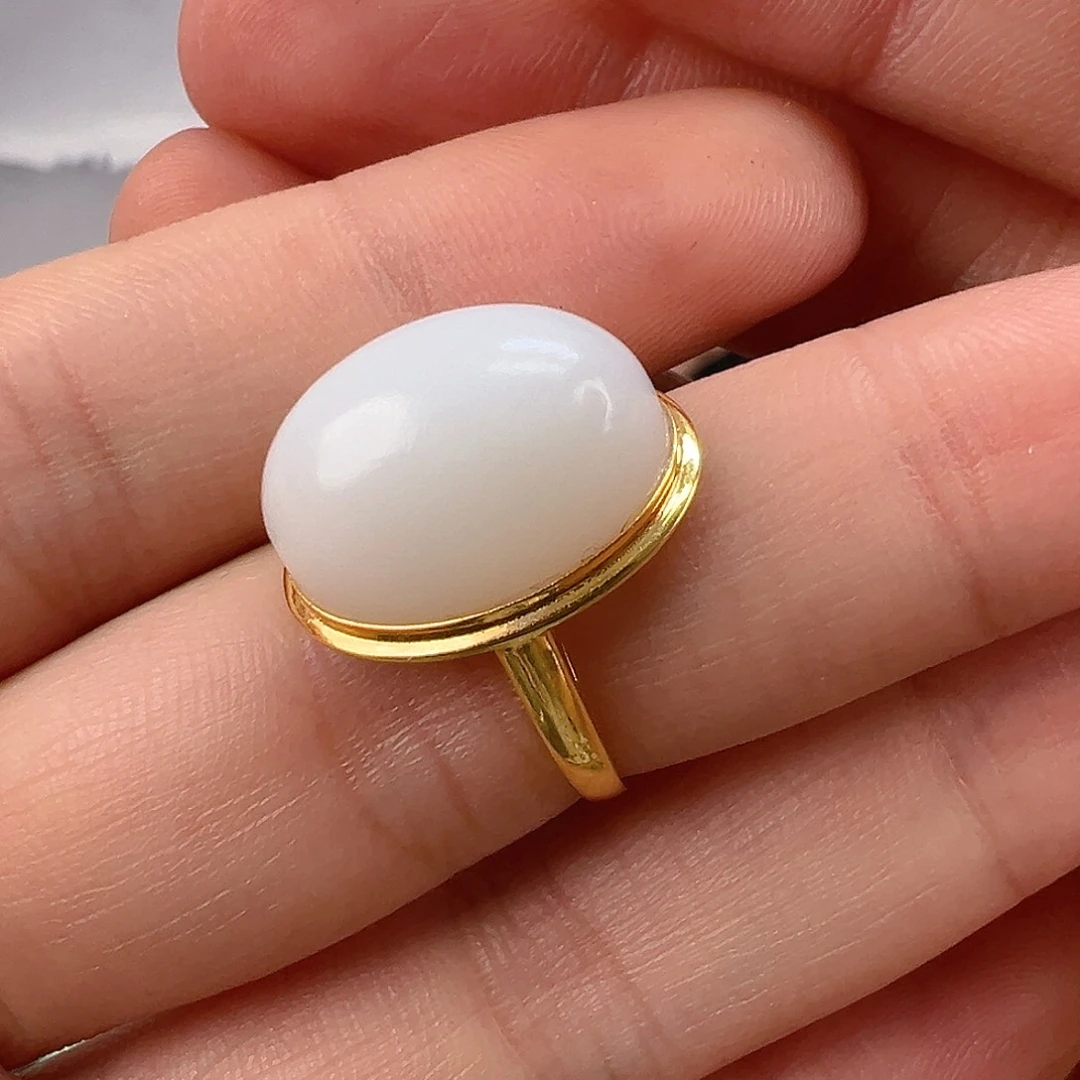 和田玉（白玉）18K金镶嵌颈饰