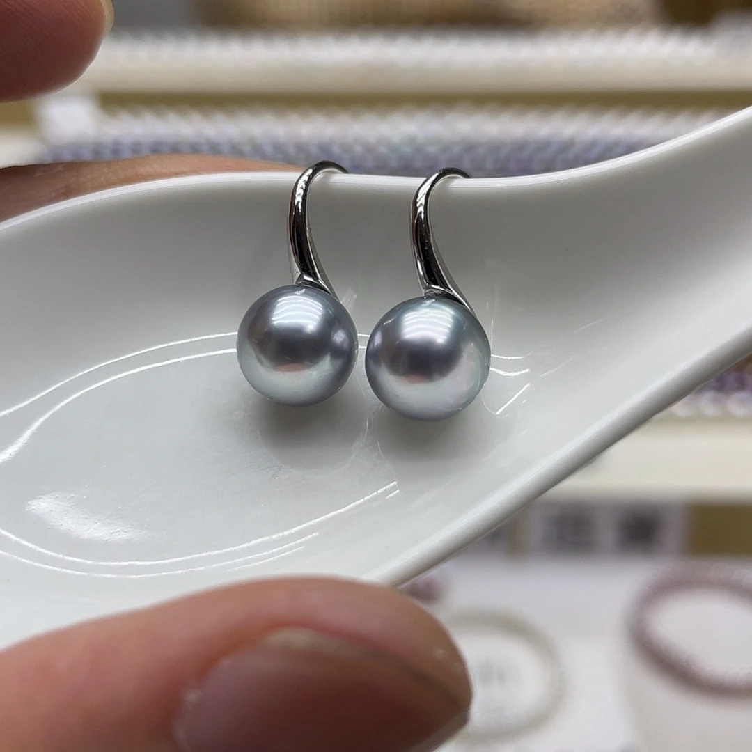 银S925镶嵌海水珍珠耳饰