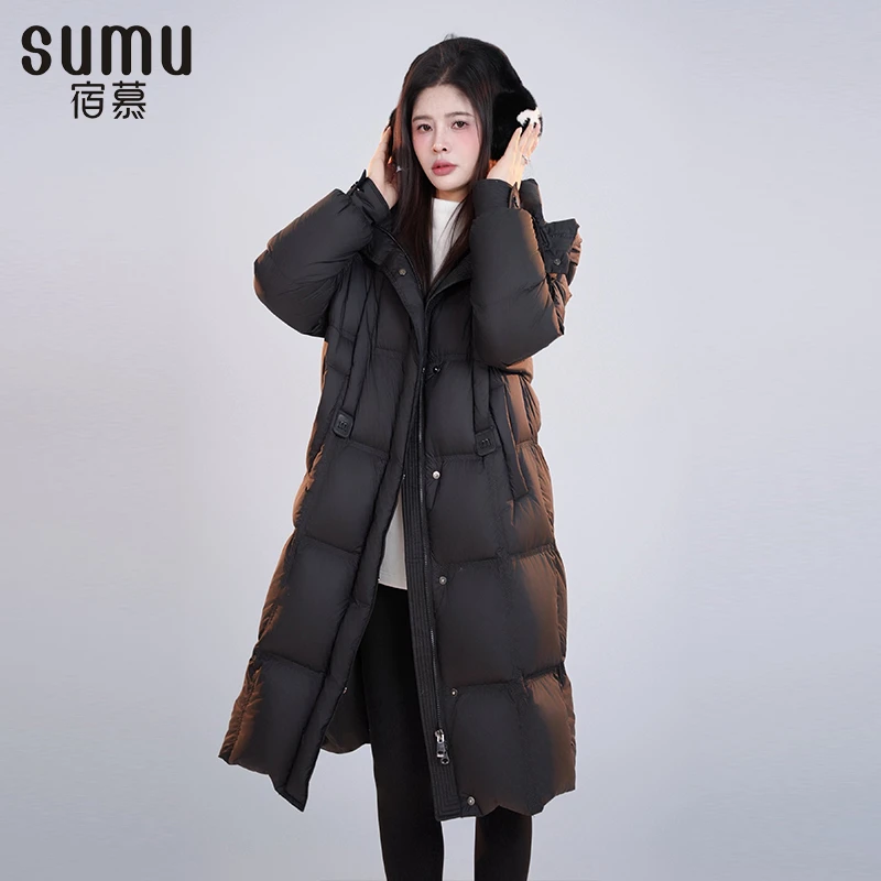 宿慕SUMU女款羽绒服外套中长款冬季2025新款羽绒服女装A1605U