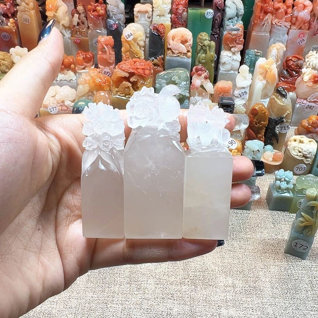 绿***花寿山石印石寿山石雕刻