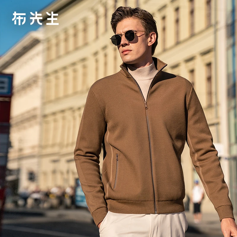 【明星同款】布先生立领拉链高级羊毛开衫男士秋冬毛衣外套BT12235