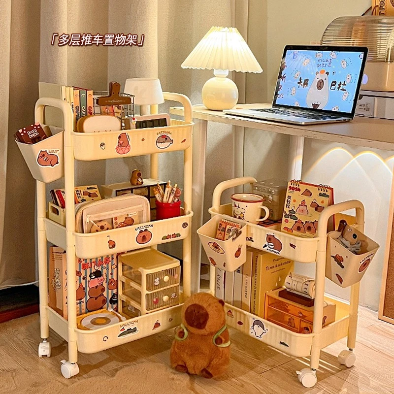 卡皮巴拉零食置物架大容量家用厨房可移动学生宿舍多层收纳小推车
