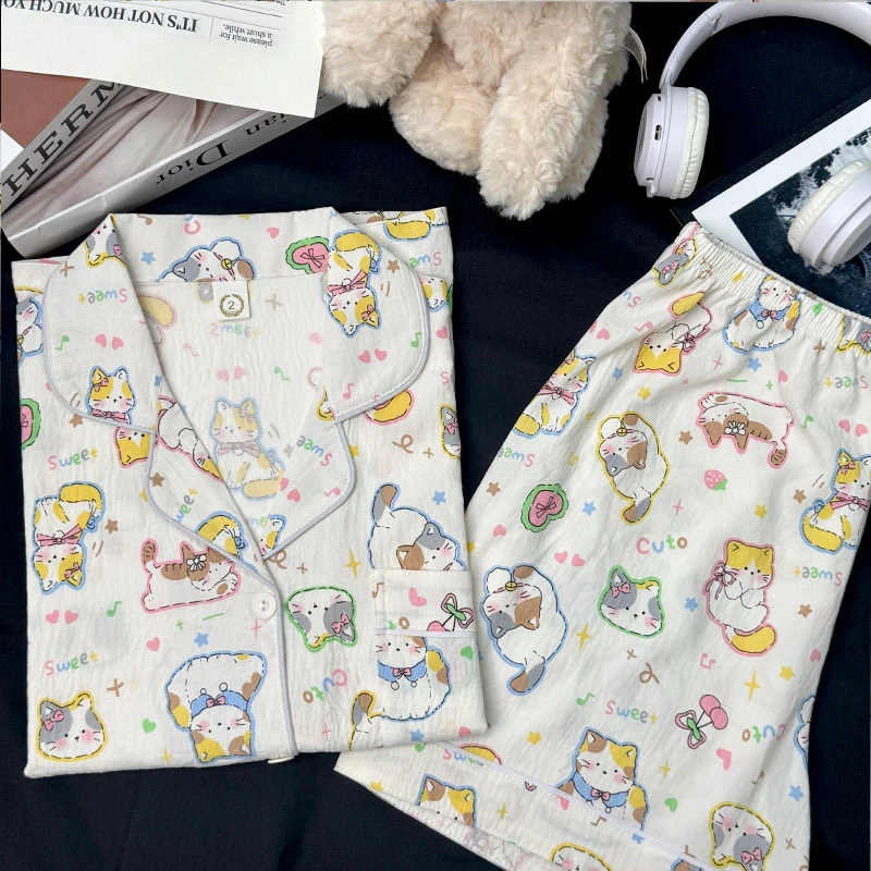 云朵棉睡衣女夏季新款短袖短裤卡通可爱少女夏天休闲家居服套装