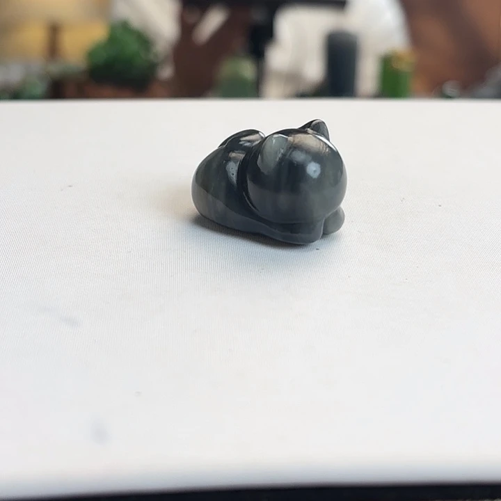 和田玉（青玉）未镶嵌手链楼兰招财猫摆件吊坠手绳