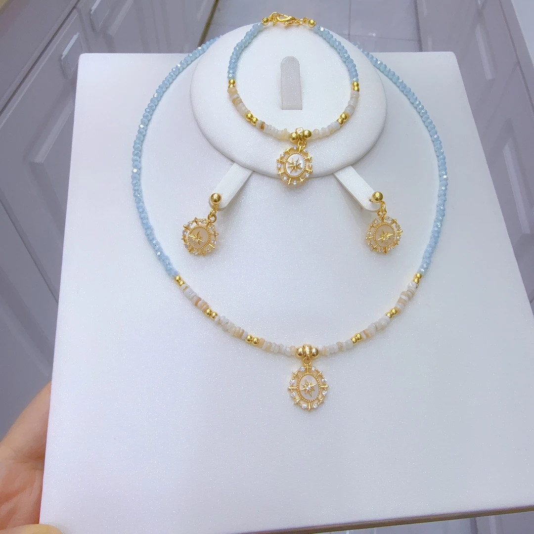 铜合金亚克力项链 爆款时尚手工三件套首饰网红气质特好看送礼物