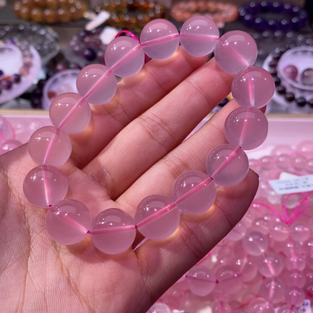 水晶手串未镶嵌高货马粉14+