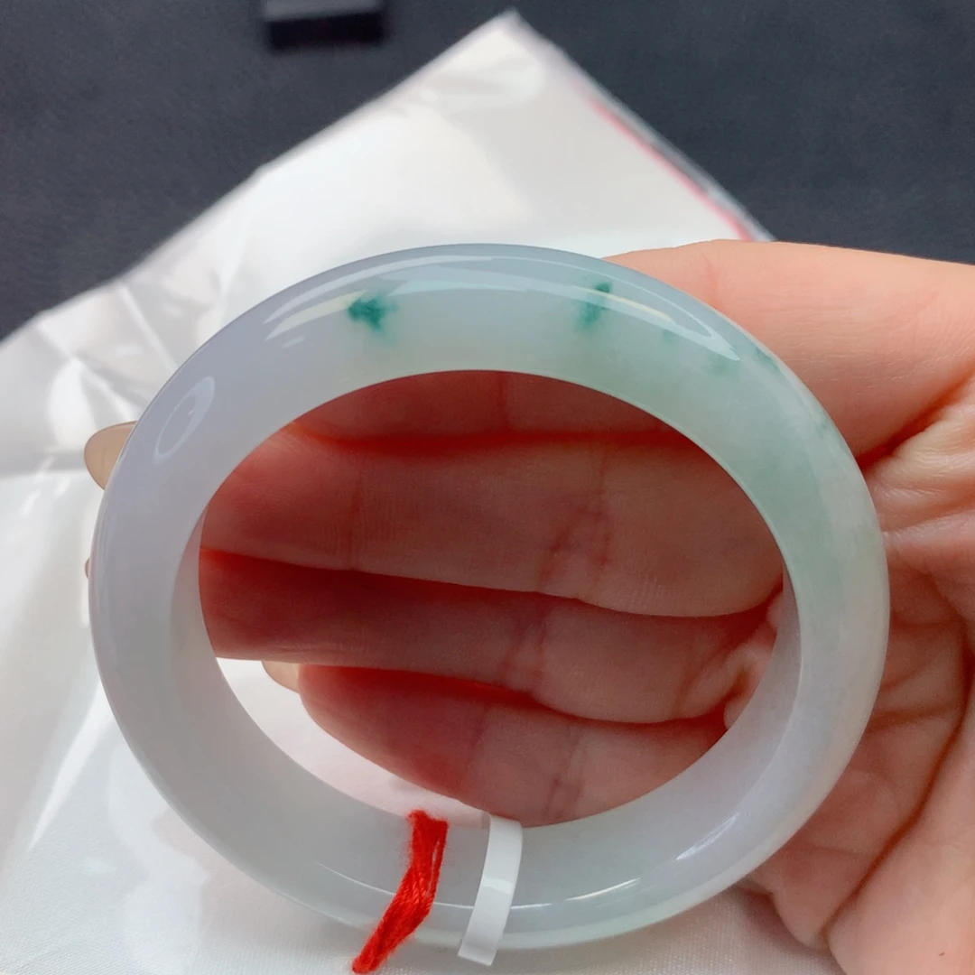 珠***珠翡翠未镶嵌手镯51-52胶润飘花