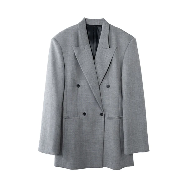 常规款纯色欧美风绵羊毛三粒扣西装商务休闲气质双排扣JD1D0050