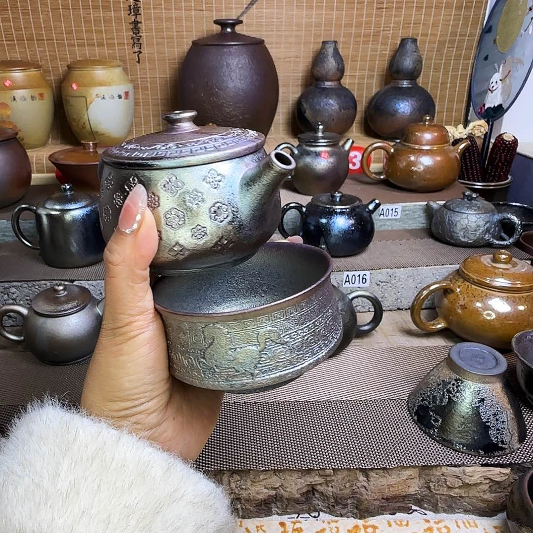 杯你****过建水紫陶柴烧壶十杯子