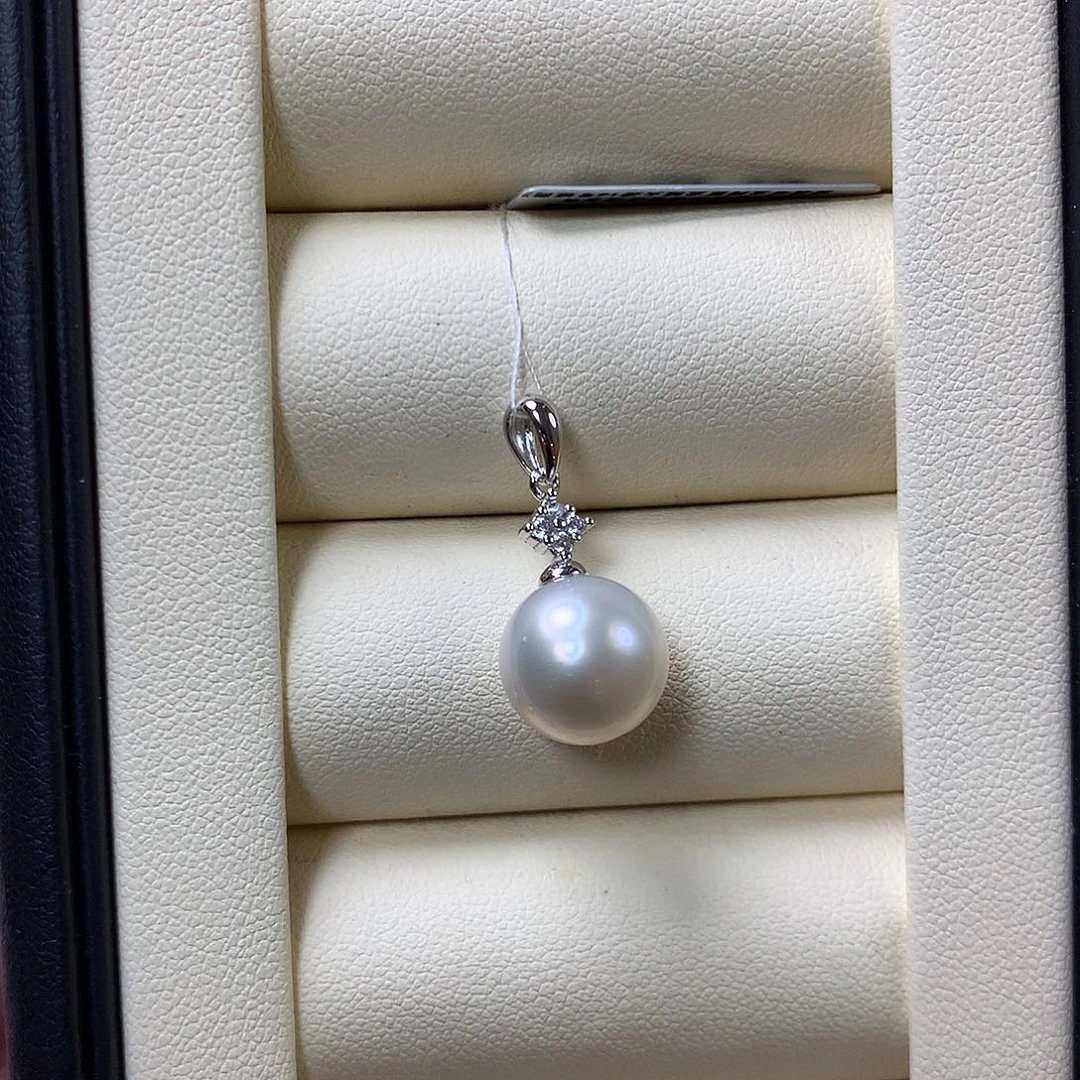 银S925镶嵌海水珍珠吊坠(不含链)