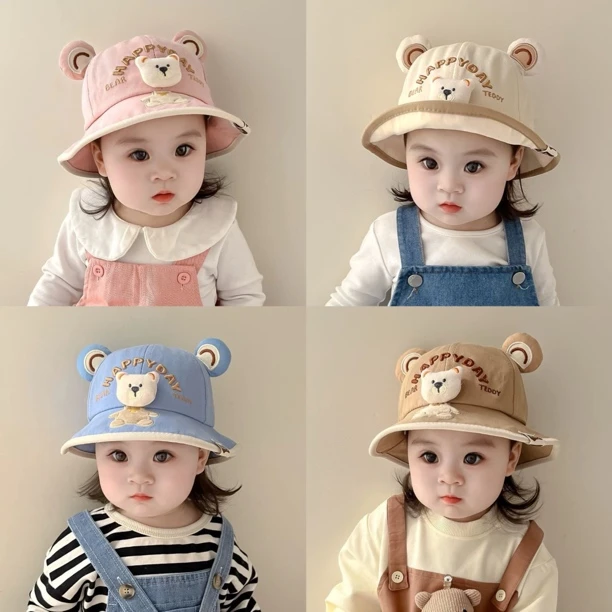 宝宝帽子春秋季渔夫帽男女婴幼儿遮阳帽夏季防晒盆帽儿童太阳帽潮