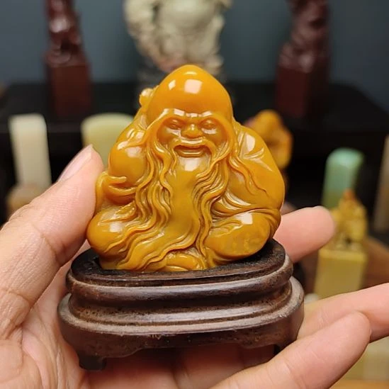 手***3寿山石北部黄摆件摆