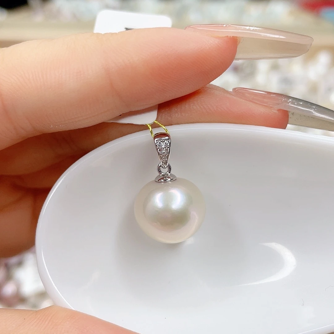 淡水珍珠银S925镶嵌吊坠(不含链)