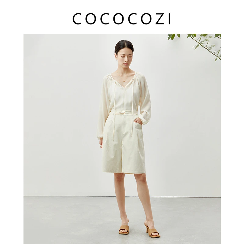 【粉丝专享】COCOCOZI夏季女士牛仔直筒休闲短裤232CO040