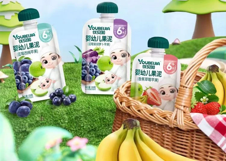 4袋高品质优贝加婴标婴幼儿混合果泥宝宝果泥零添加
