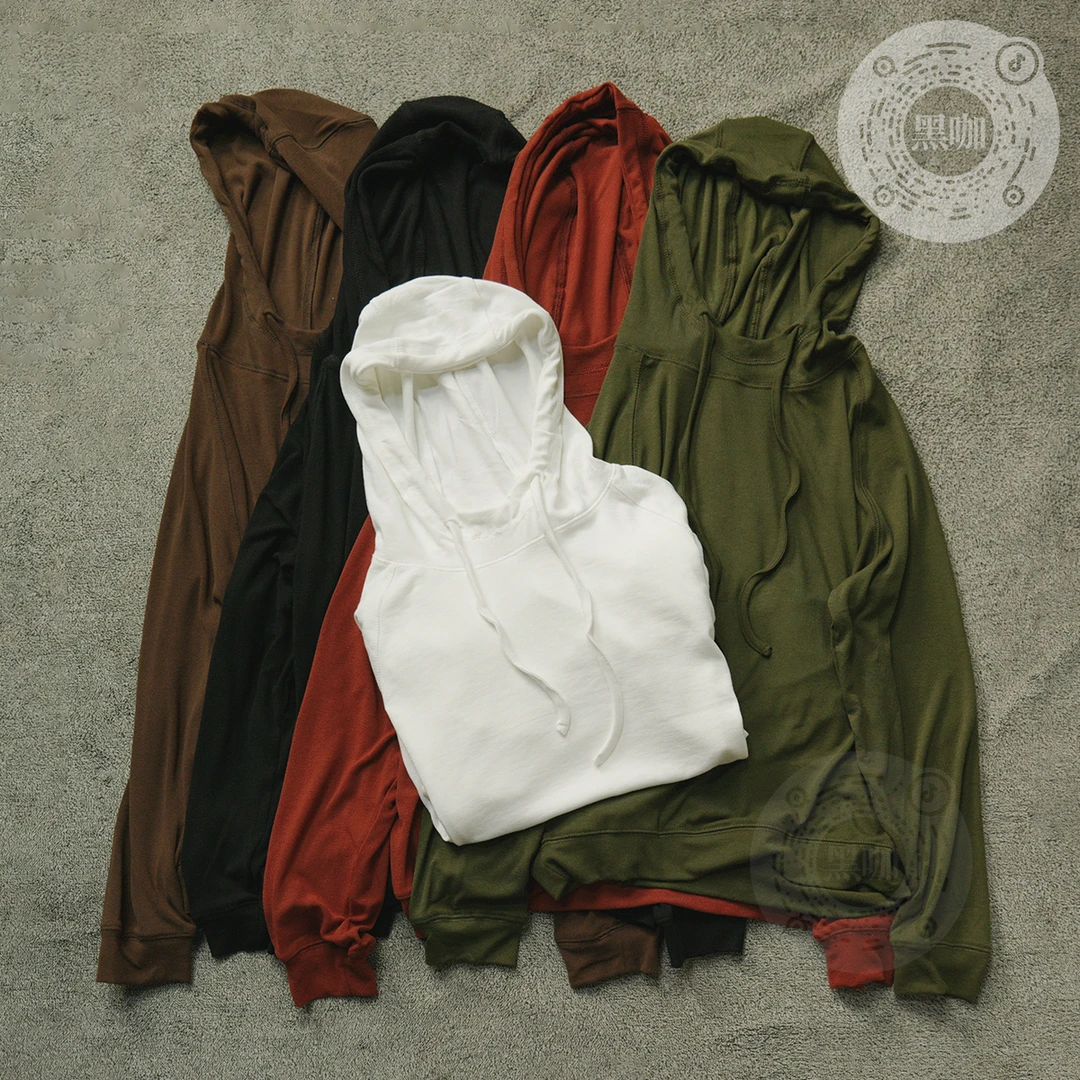 纯色连帽街头风长袖常规款T恤时尚跑步百搭薄款春秋针织上衣外套