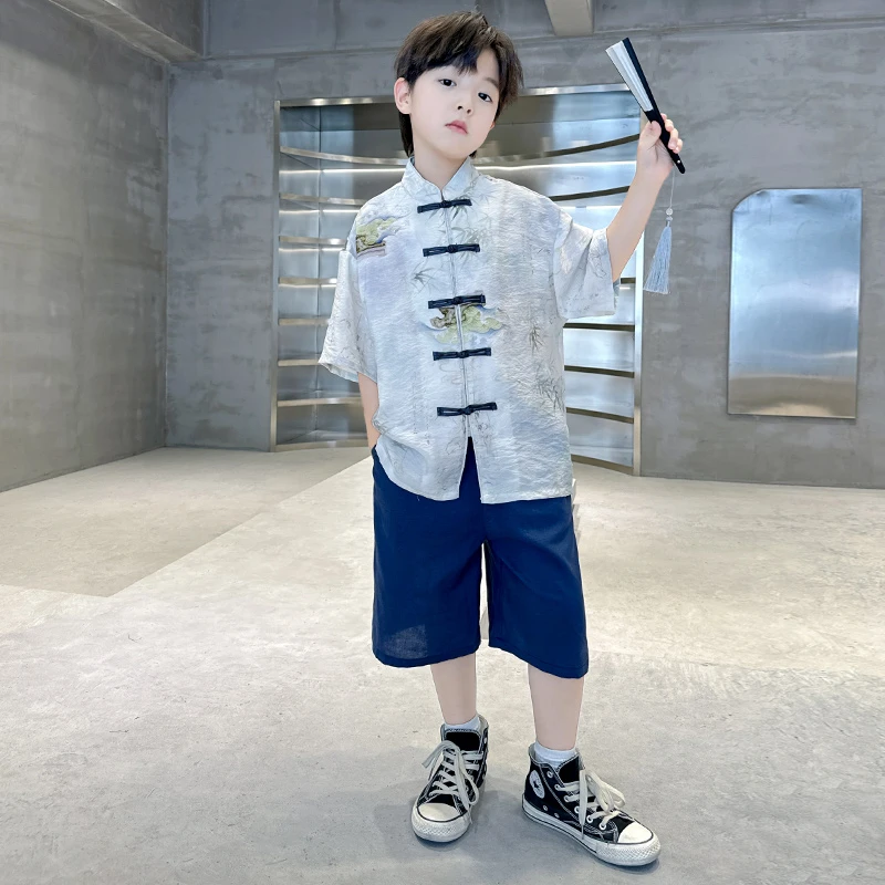 男童汉服套装2025新款中式国风唐装夏款古装男孩表演服儿童夏季潮