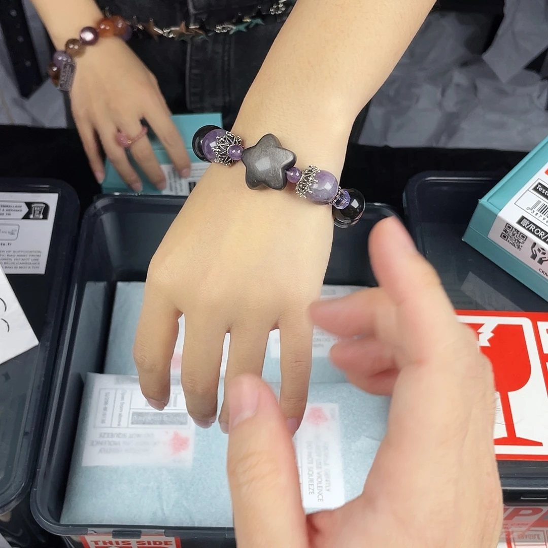 手串水晶银S925镀金镶嵌