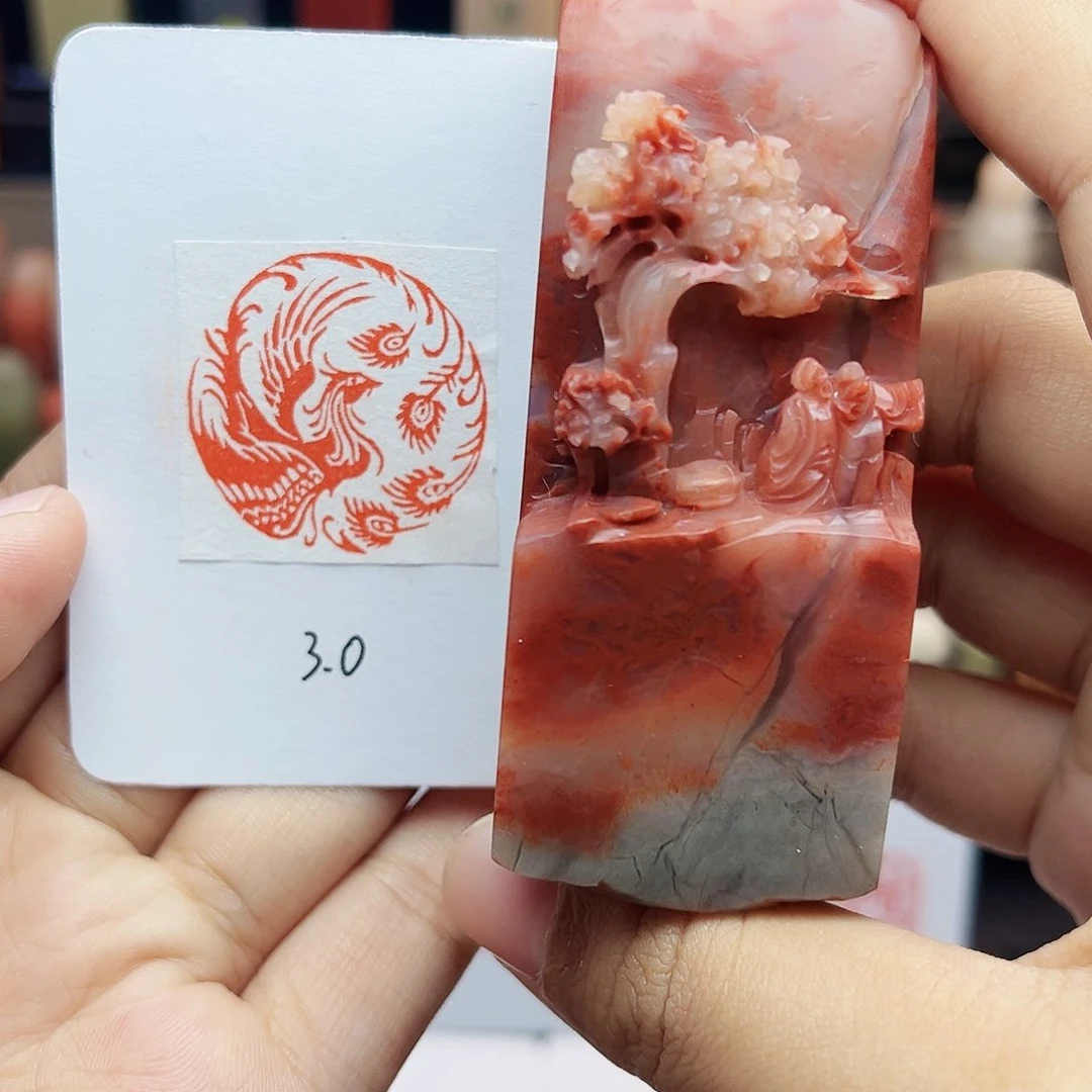 寿山石印石3.0凤凰图形 精品老挝 手工篆刻