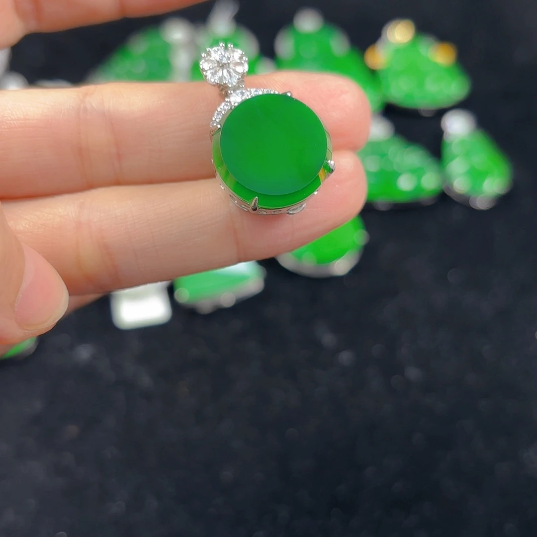 翡翠银S925镶嵌吊坠(不含链)