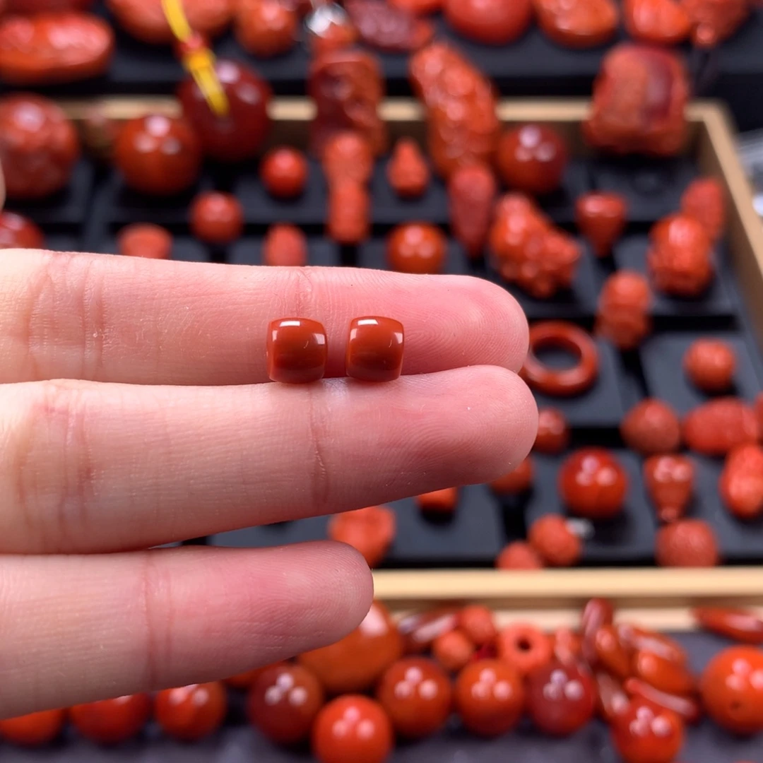 未镶嵌直切对珠6mm南红玛瑙纤*