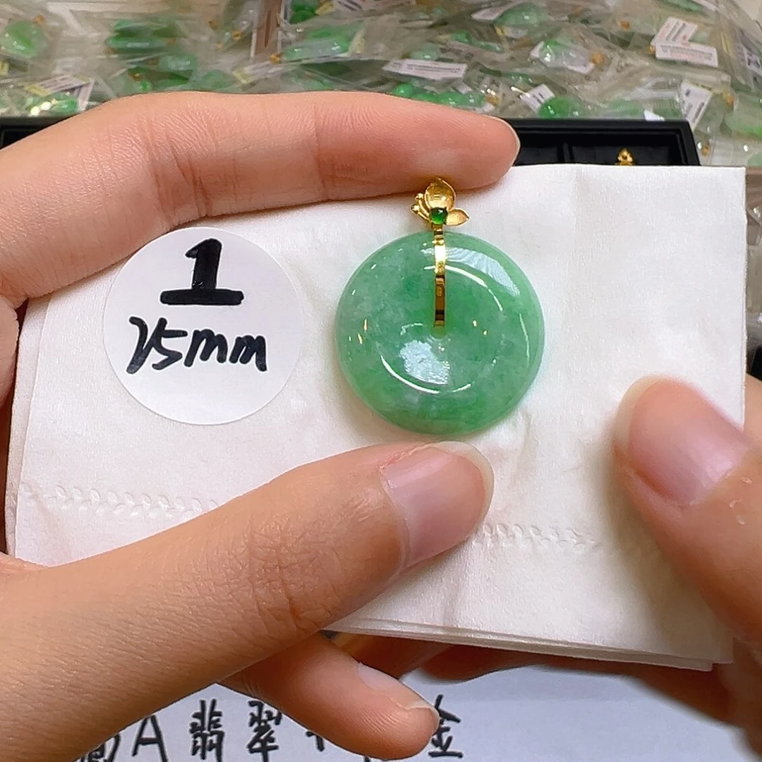 翡翠18K金镶嵌吊坠(不含链)翡翠