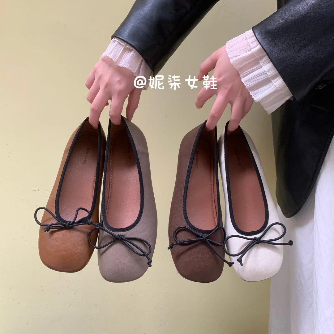 韩版软底四季浅口玛丽珍单鞋复古平底休闲芭蕾舞鞋小香风懒人鞋