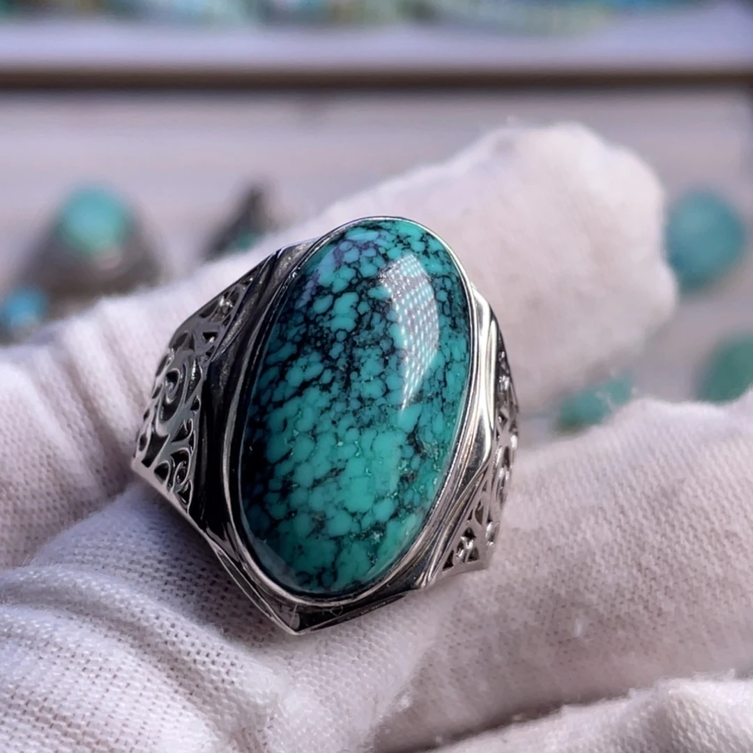 绿松石银S925镶嵌戒指