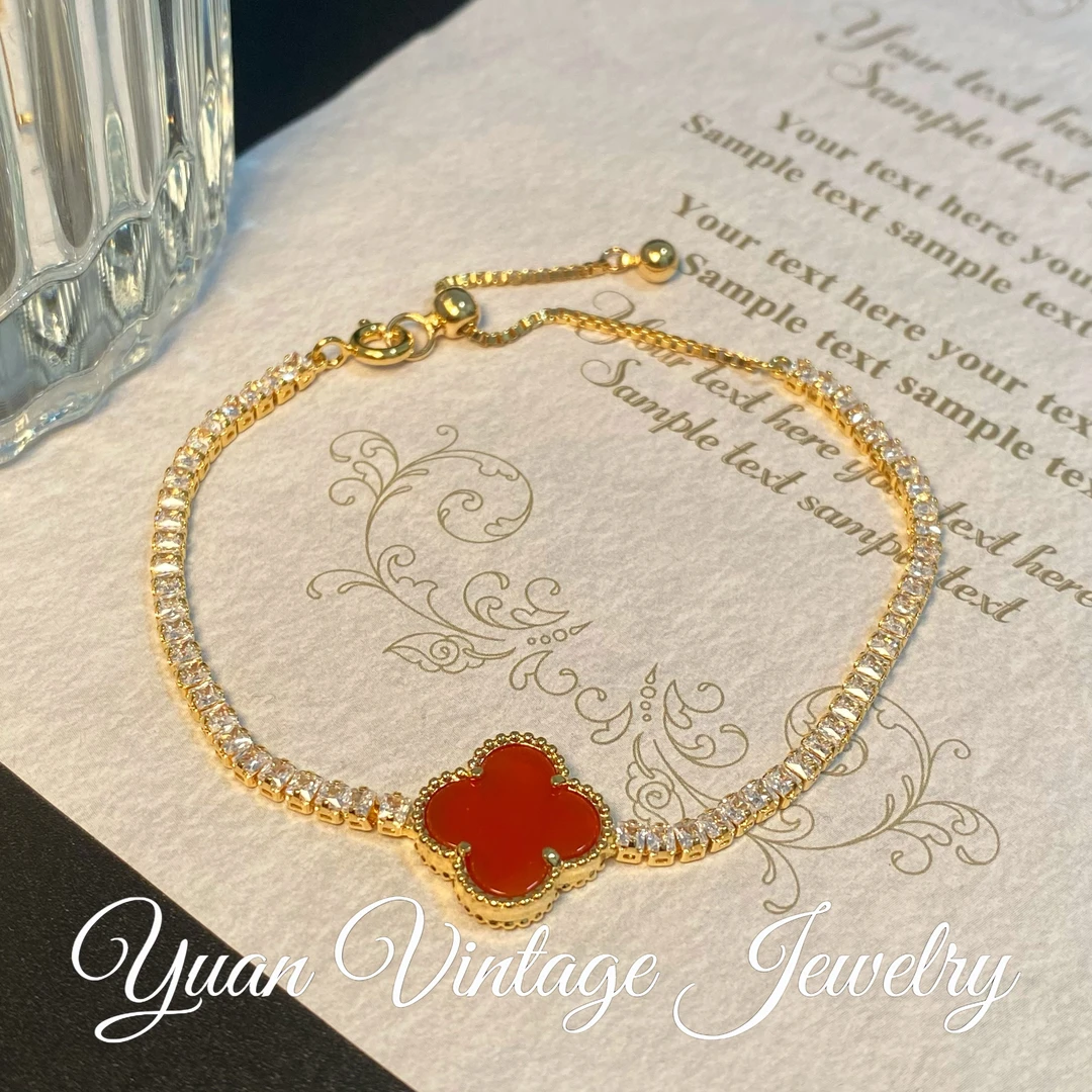 渡K金 8H30-76法★【红色幸运草】秋冬YRoNar 欧斯伽斯 手链