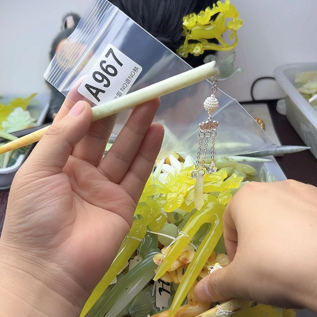 合金蛇纹石玉发饰夏**烯