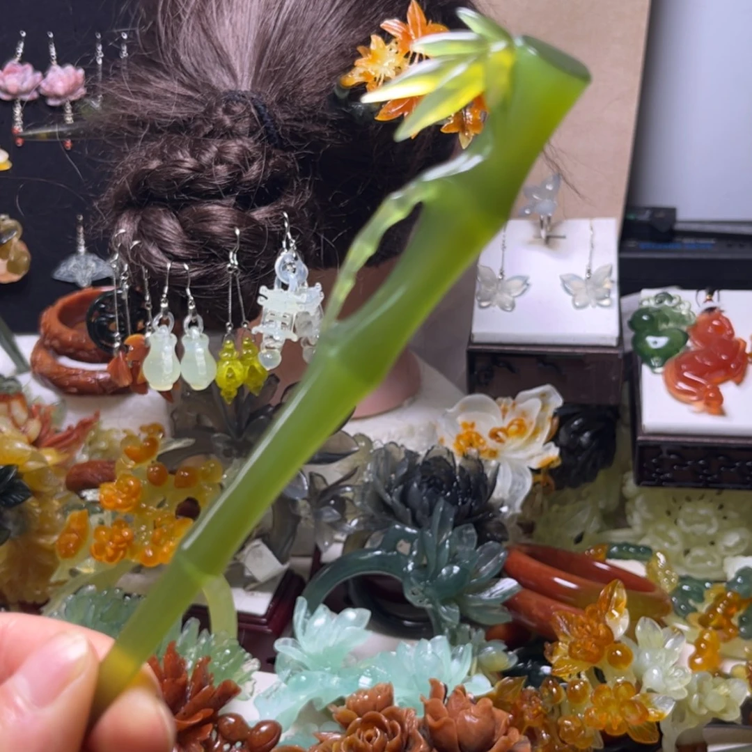 【闪购商品】合金蛇纹石玉发饰