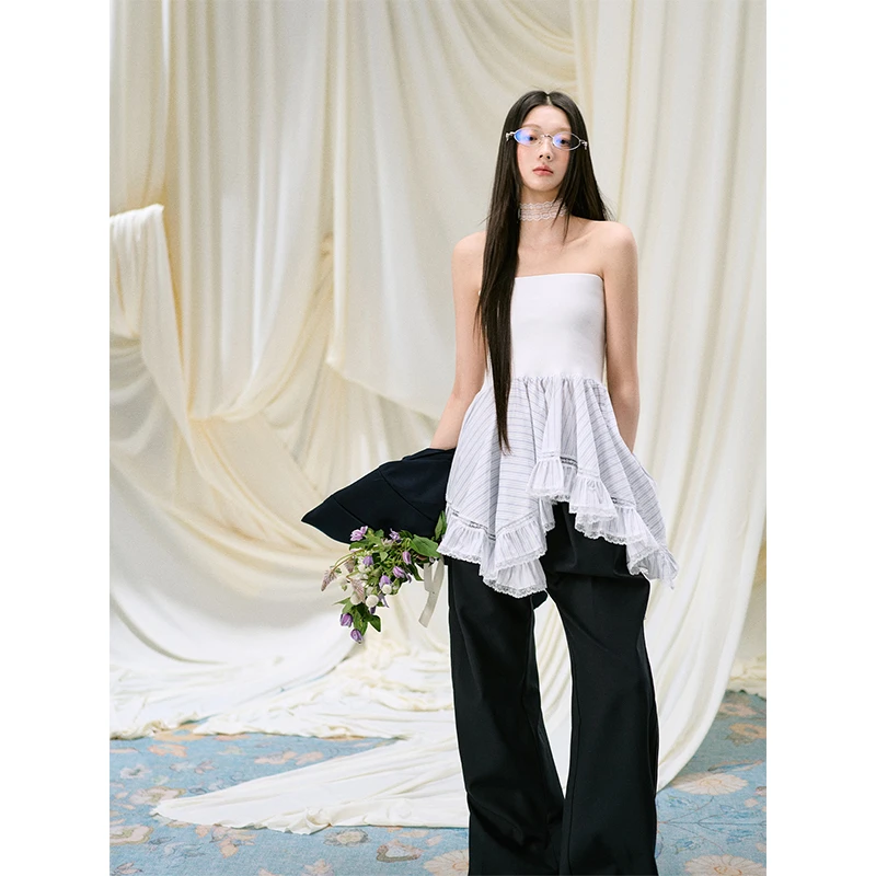 【LaluneDuCiel】LLDC设计感不规则花边抹胸半裙两穿LSMX00709