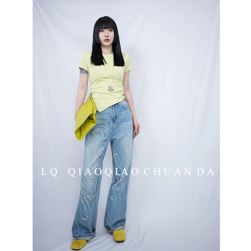 【徐哥】小众设计感时尚不规则短袖T恤23007