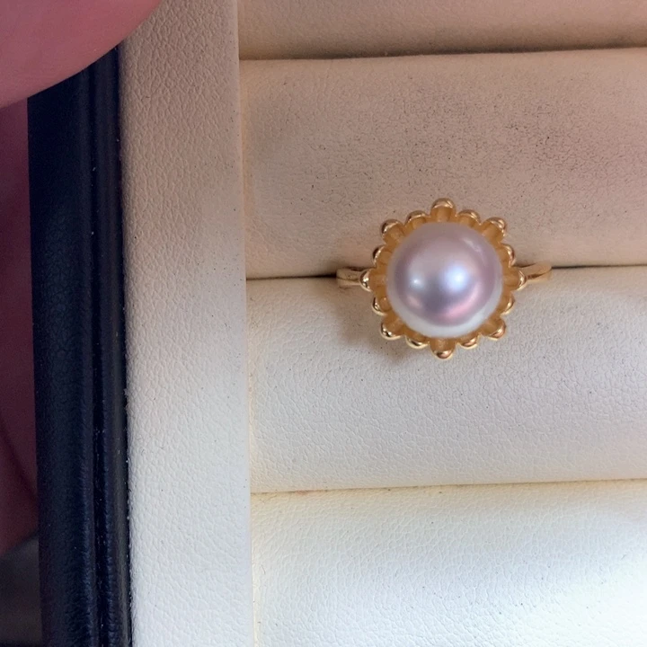 银S925镶嵌戒指海水珍珠