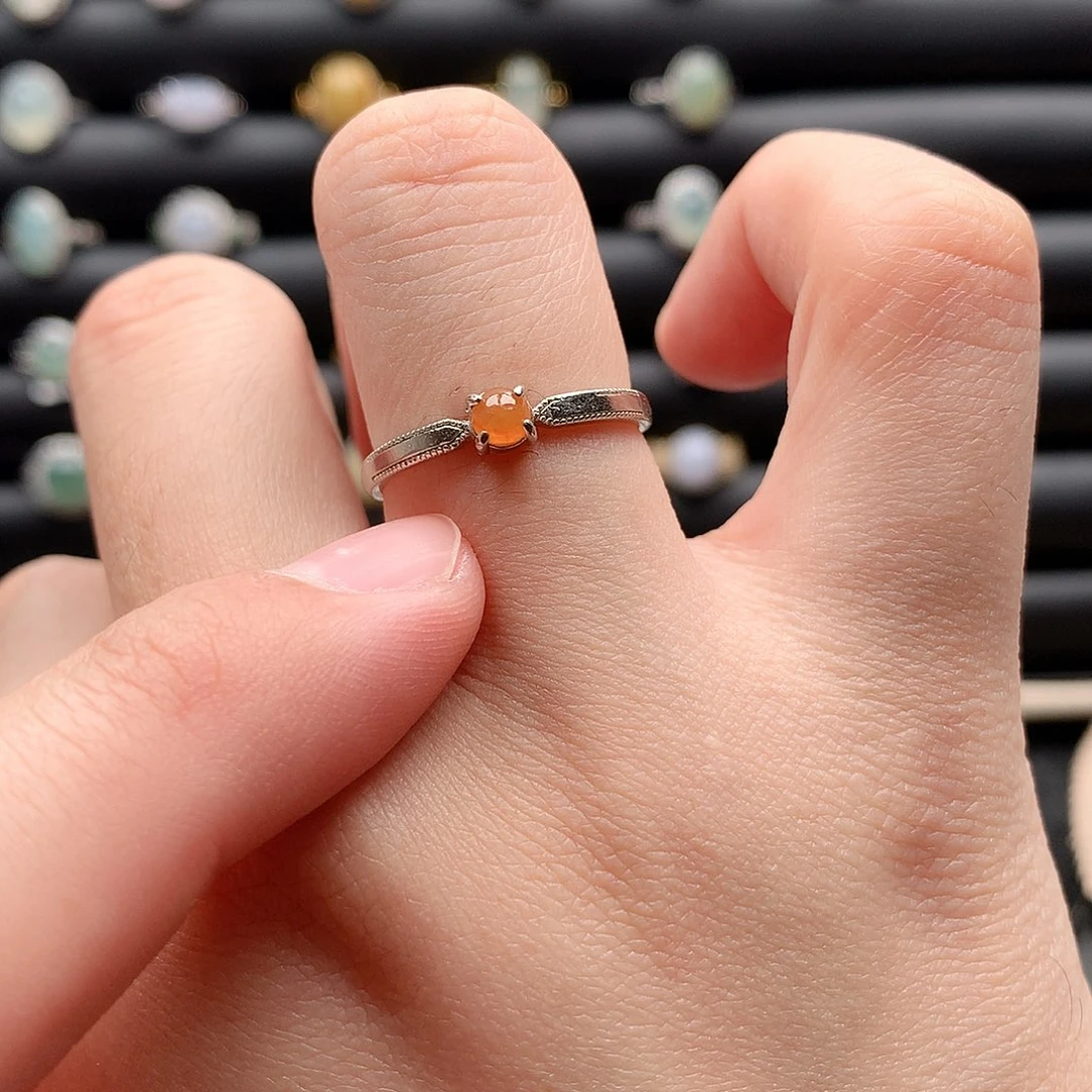 翡翠戒指银S925镶嵌0184