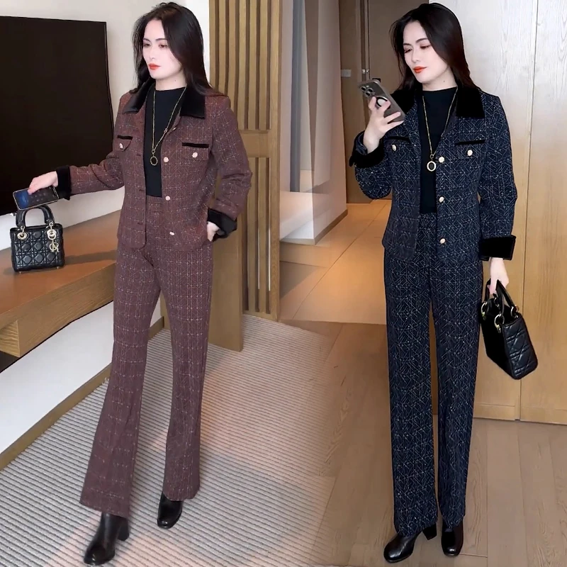 小香风时尚套装女2025秋季新款洋气显瘦短外套阔腿裤气质两件套潮