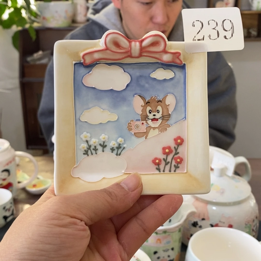 瓷片景德釉下彩手绘