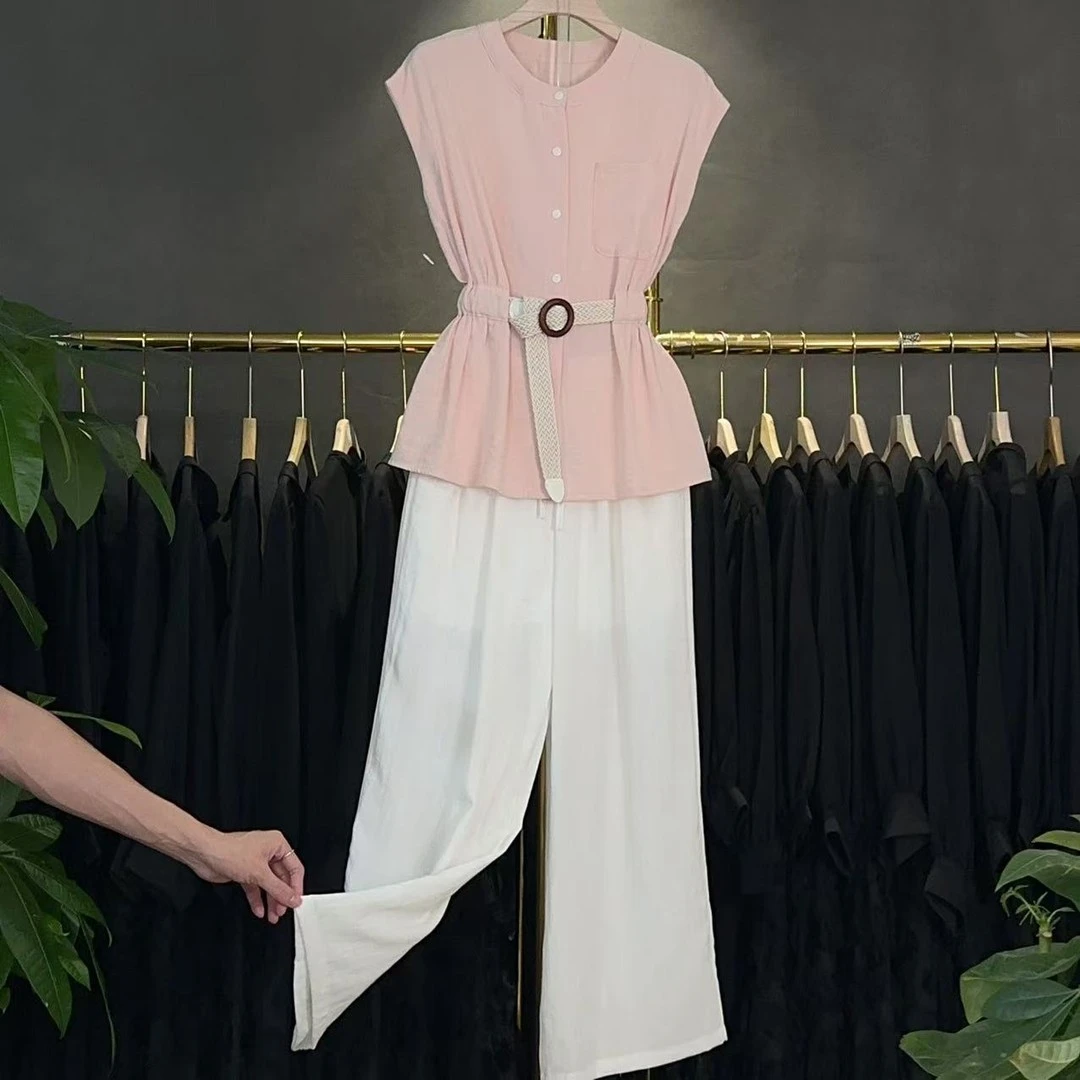 A560 夏季新款韩系显瘦时尚设计感气质时尚休闲套装百搭两件套